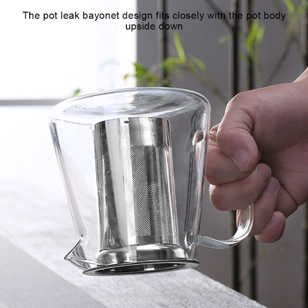 Heat Resistant Clear Glass Teapot Jug With Infuser Coffee Tea Leaf Herbal Pot